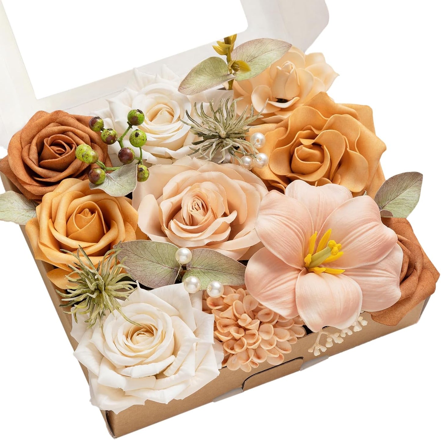 Teal Burnt Orange Silk Foam Wedding Centerpiece Box