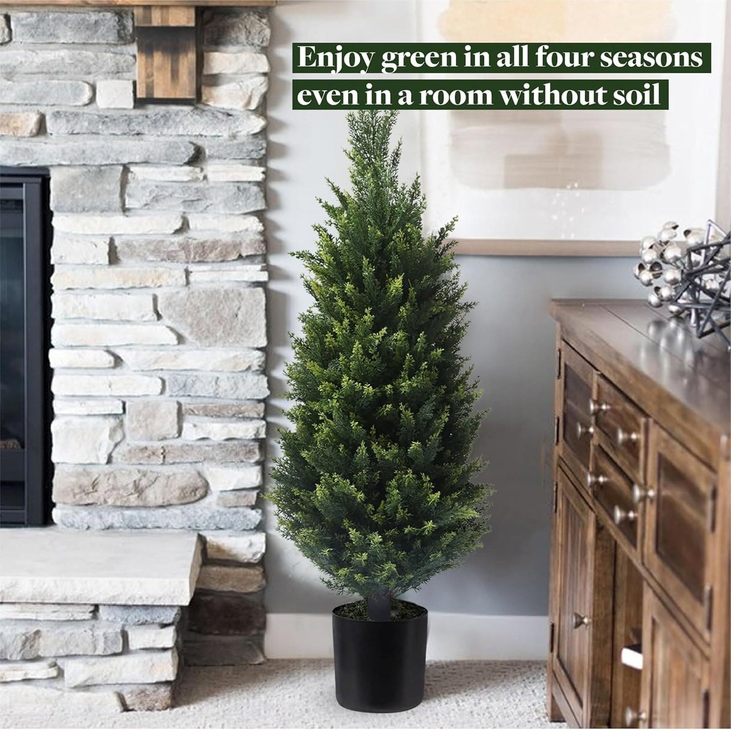 2 pack Artificial Cedar Topiary Trees Pine Plants