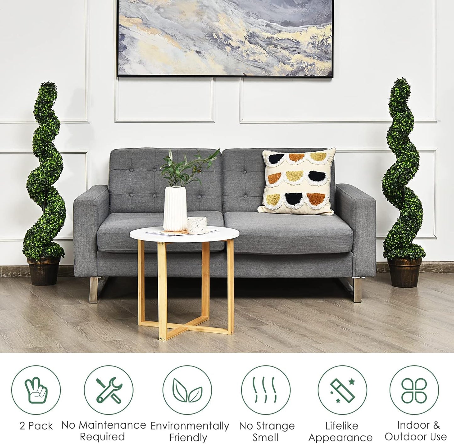 Artificial Spiral Boxwood Topiary Tree Plant Trees Potted
