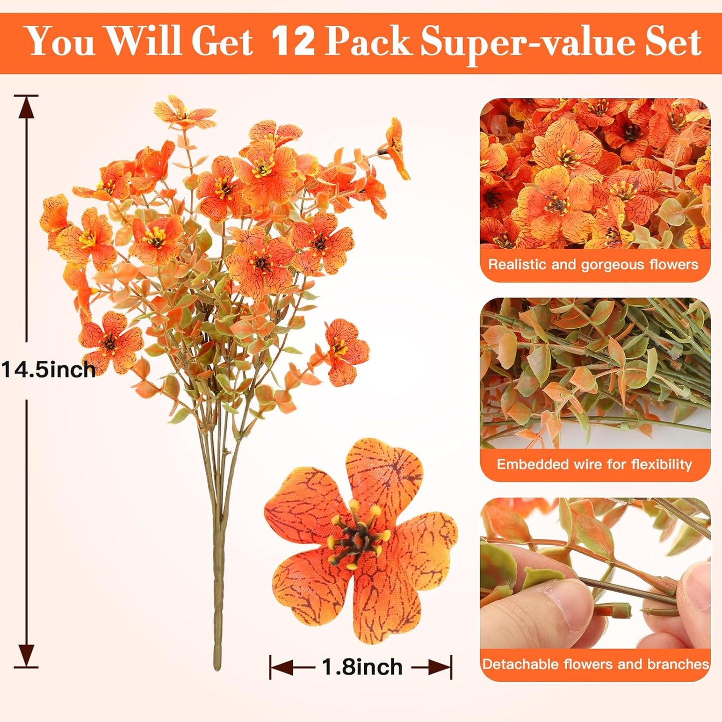 Artificial Fall Flowers Outdoor Decor Indoor Holiday Christmas