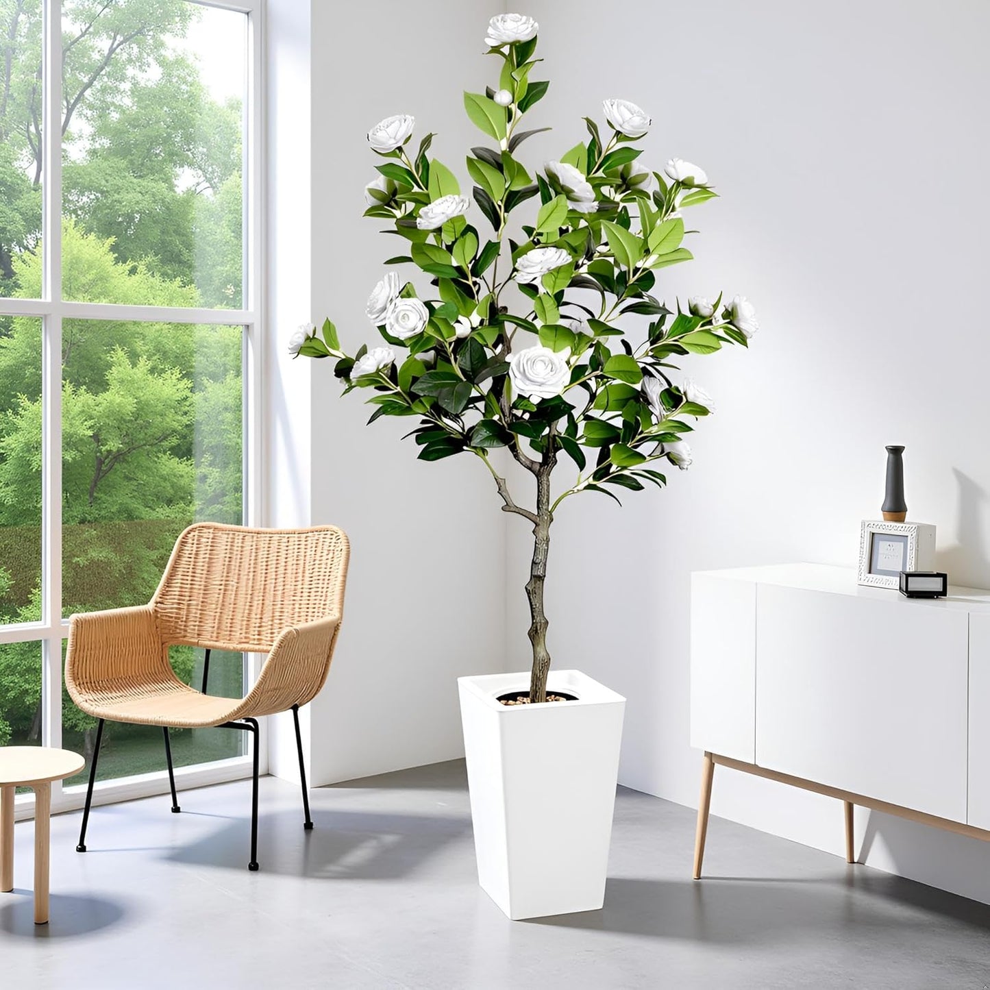 2 pack 3 ft Artificial Camellia Trees Pot