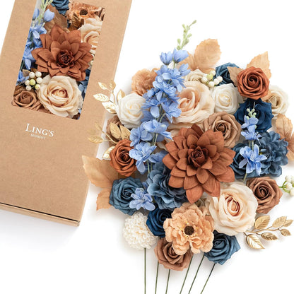 Teal Burnt Orange Silk Foam Wedding Centerpiece Box