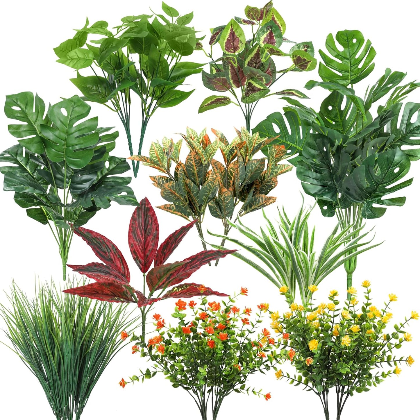 18 pcs Artificial Outdoor Plants Resistant Boxwood UV