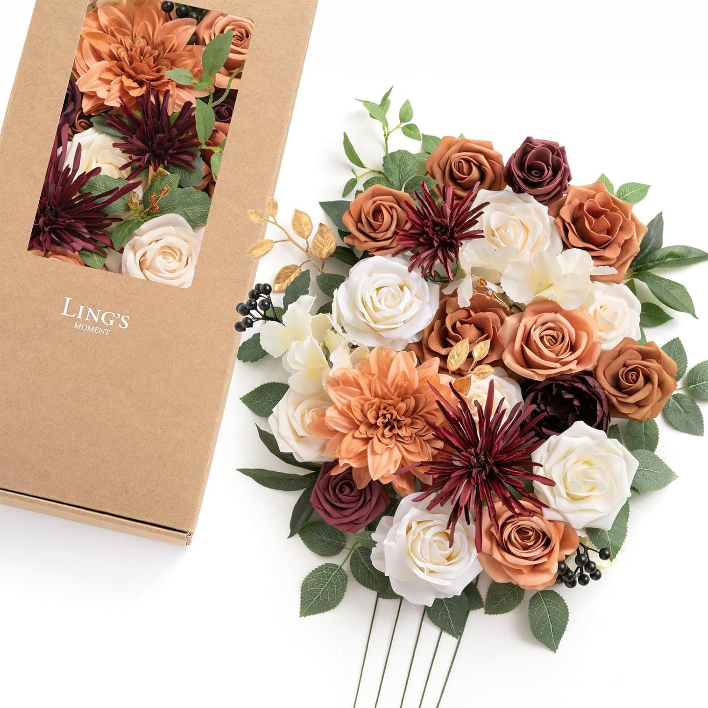 Teal Burnt Orange Silk Foam Wedding Centerpiece Box