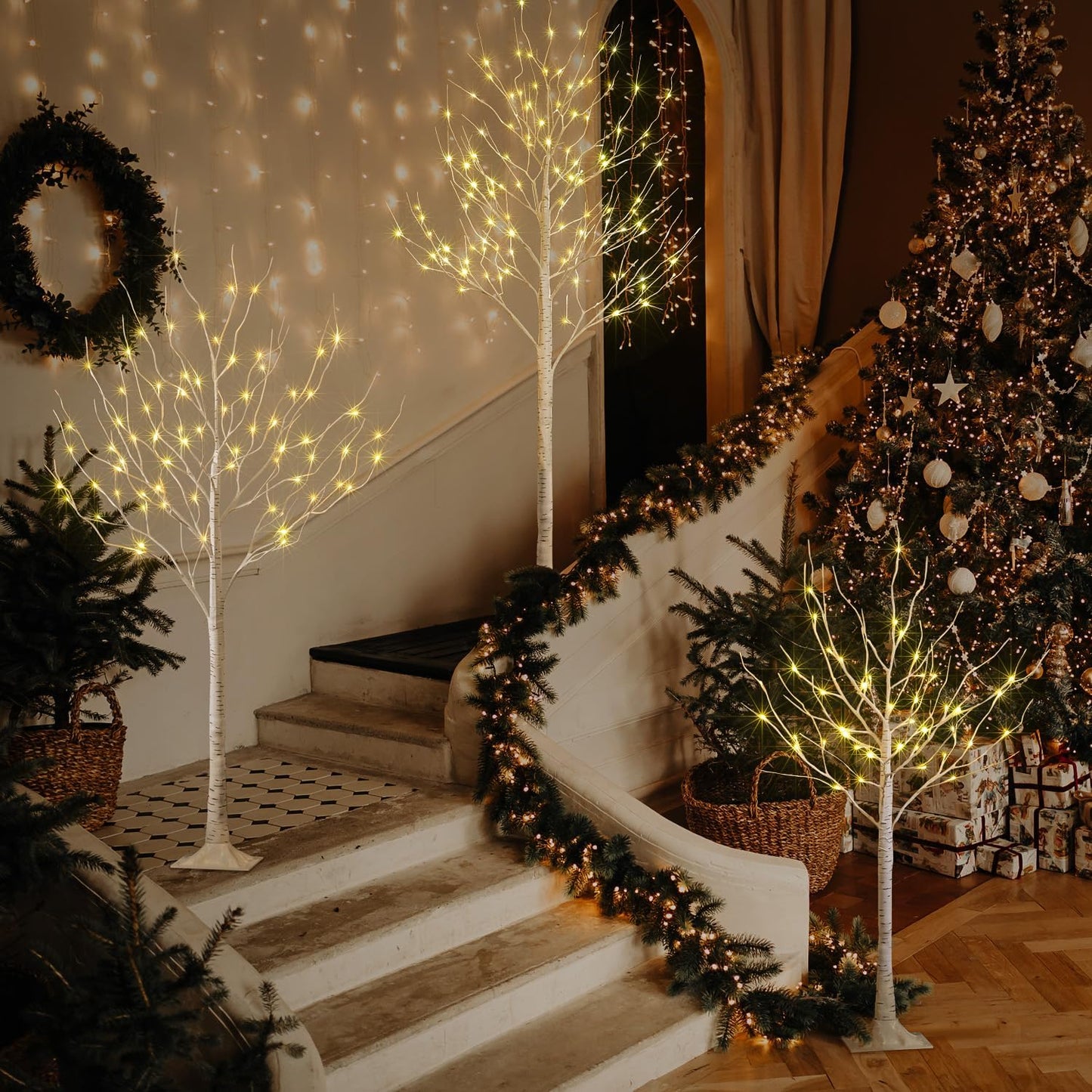 Artificial Illuminated Birch Tree Led Lighted Decor Potted