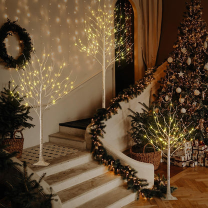 Artificial Illuminated Birch Tree Led Lighted Decor Potted