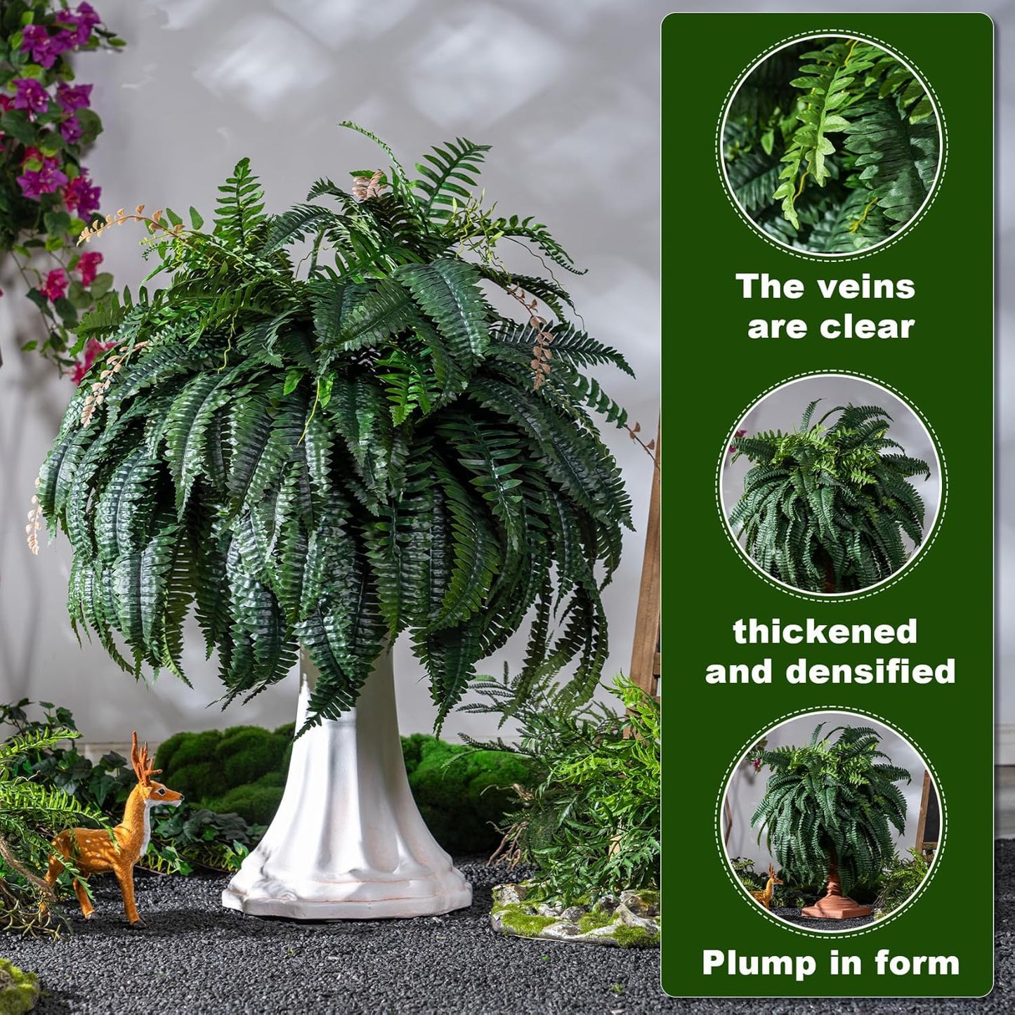 2 pack Artificial Fern Plants Greenery Decor Dried