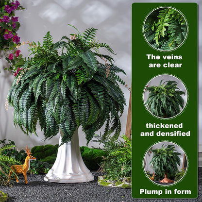 2 pack Artificial Fern Plants Greenery Decor Dried