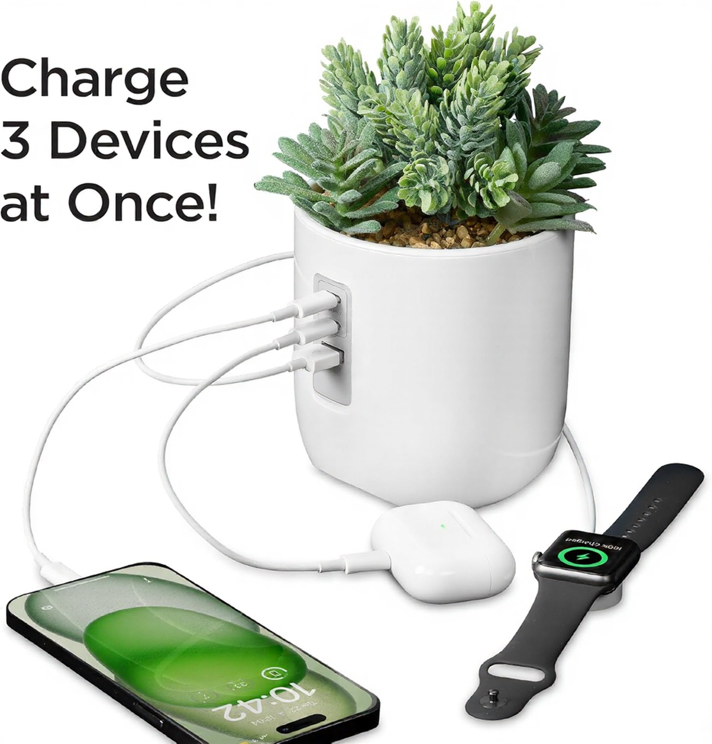 Succulent Usb Charging Station Artificial Plant Decor Dried