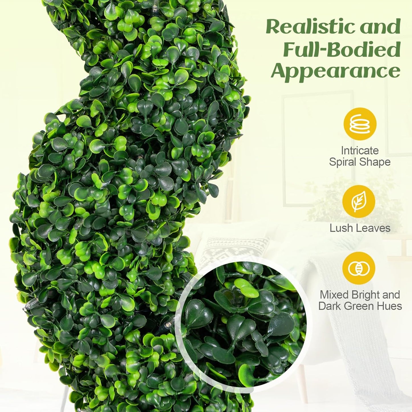Artificial Spiral Boxwood Topiary Tree Plant Trees Potted