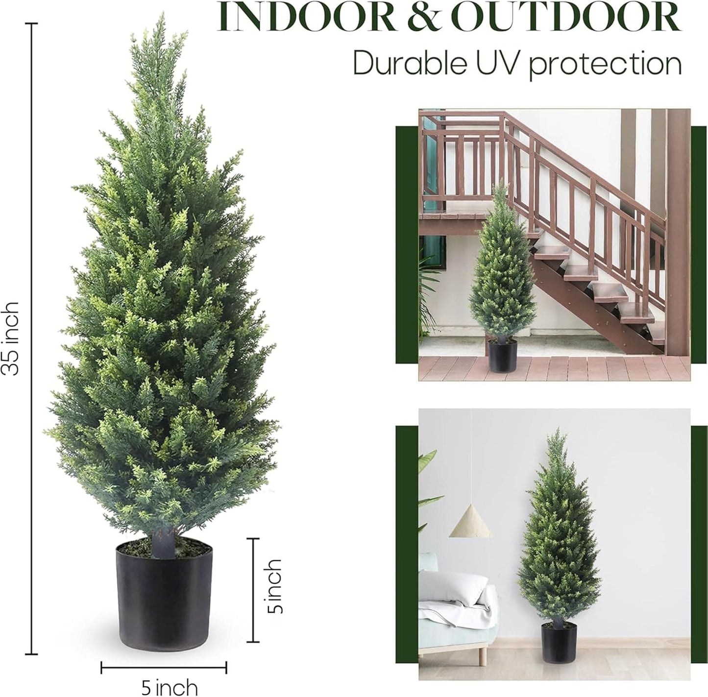 2 pack Artificial Cedar Topiary Trees Pine Plants