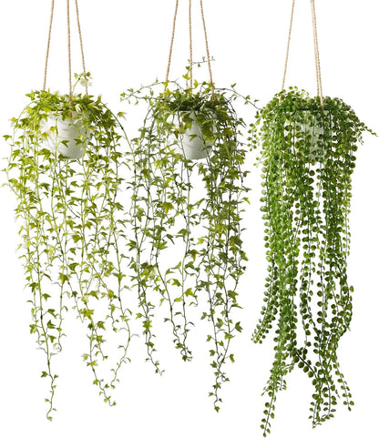 3 pack 20 inch Artificial Hanging Plants Dried