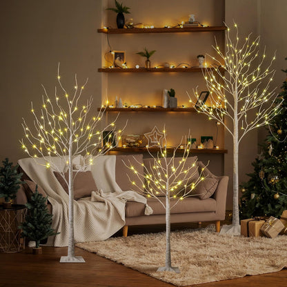 Artificial Illuminated Birch Tree Led Lighted Decor Potted