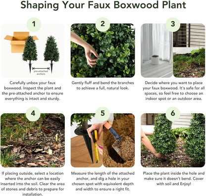 2 pack Artificial Boxwood Plants Greenery Dried Indoor