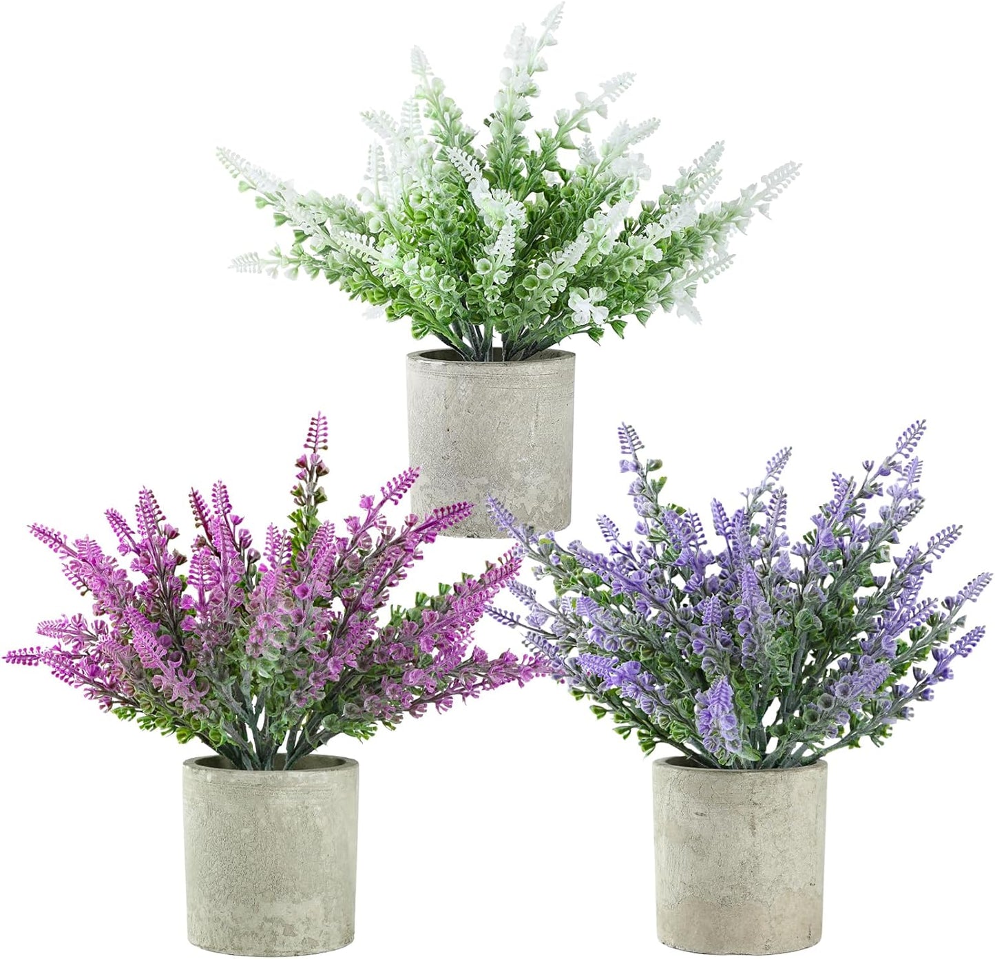 3 pack Artificial Potted Plants Life Like Frosted