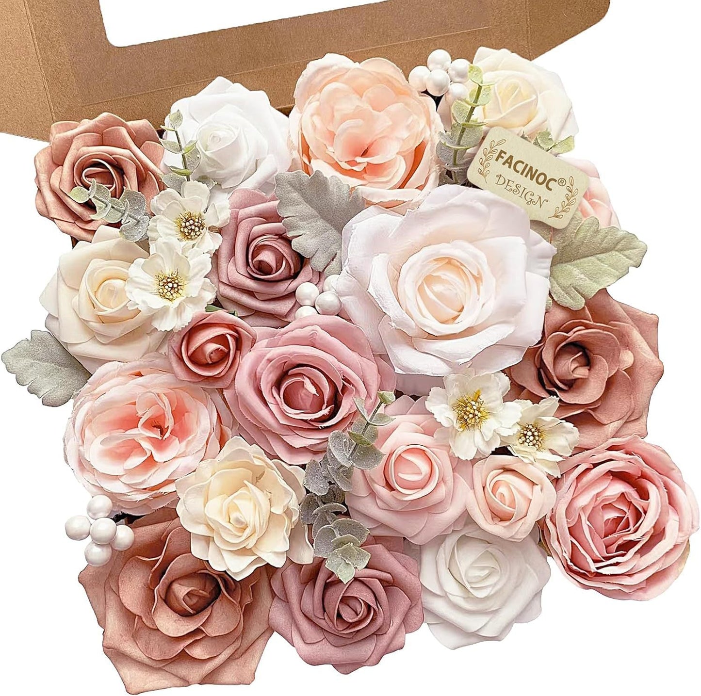 20 Pcs Pink Silk Peonies Roses Wedding Bouquet