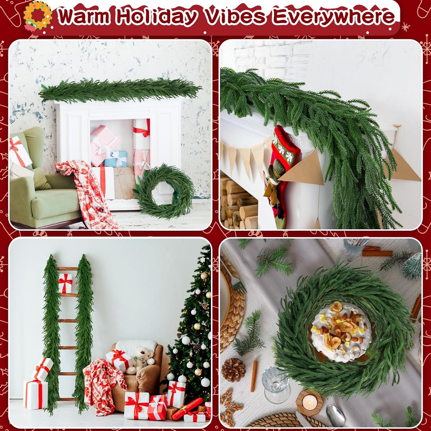 Artificial Norfolk Pine Garland Greenery Christmas Holiday Decor