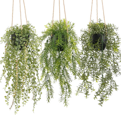 3 pack 20 inch Artificial Hanging Plants Dried