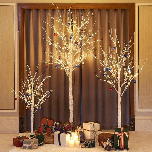 Artificial Illuminated Birch Tree Led Lighted Decor Potted