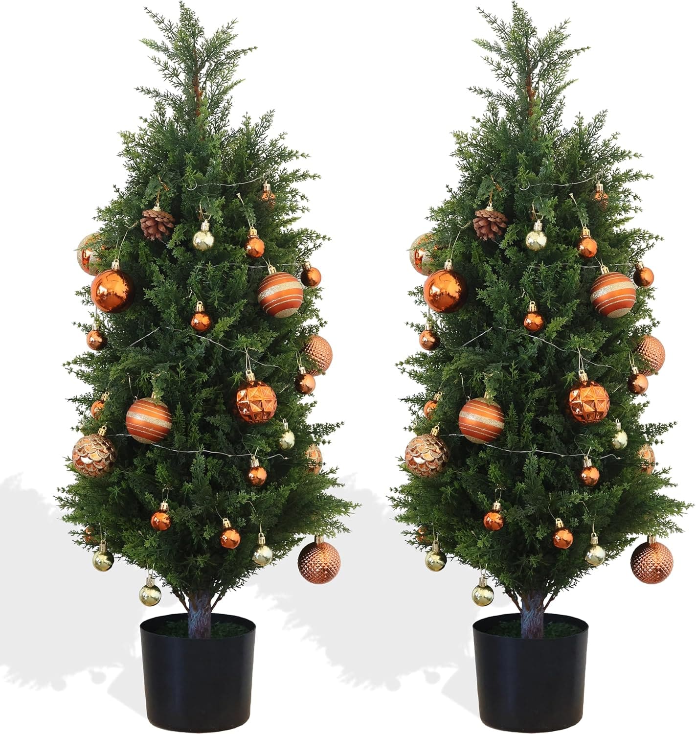 2 pack Artificial Cedar Topiary Trees Pine Plants