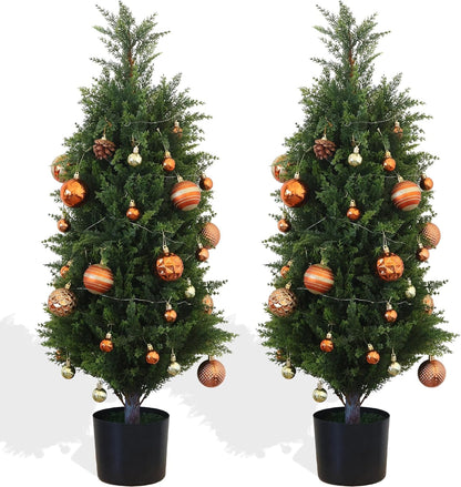 2 pack Artificial Cedar Topiary Trees Pine Plants