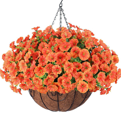 Silk Morning Glory Basket Artificial Flower Decor Outdoor