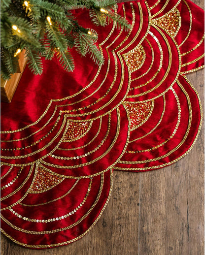 Balsam Hill Elizabeth Beaded Christmas Tree Skirt Holiday