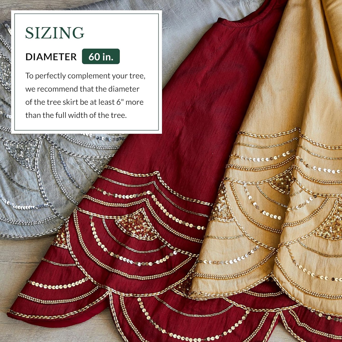 Balsam Hill Elizabeth Beaded Christmas Tree Skirt Holiday