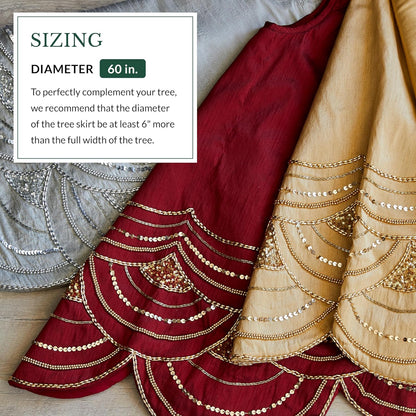 Balsam Hill Elizabeth Beaded Christmas Tree Skirt Holiday