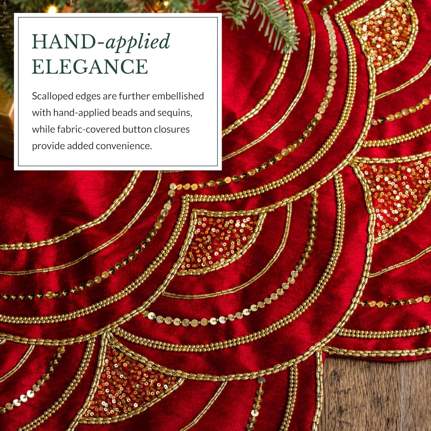 Balsam Hill Elizabeth Beaded Christmas Tree Skirt Holiday