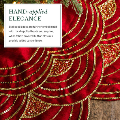 Balsam Hill Elizabeth Beaded Christmas Tree Skirt Holiday