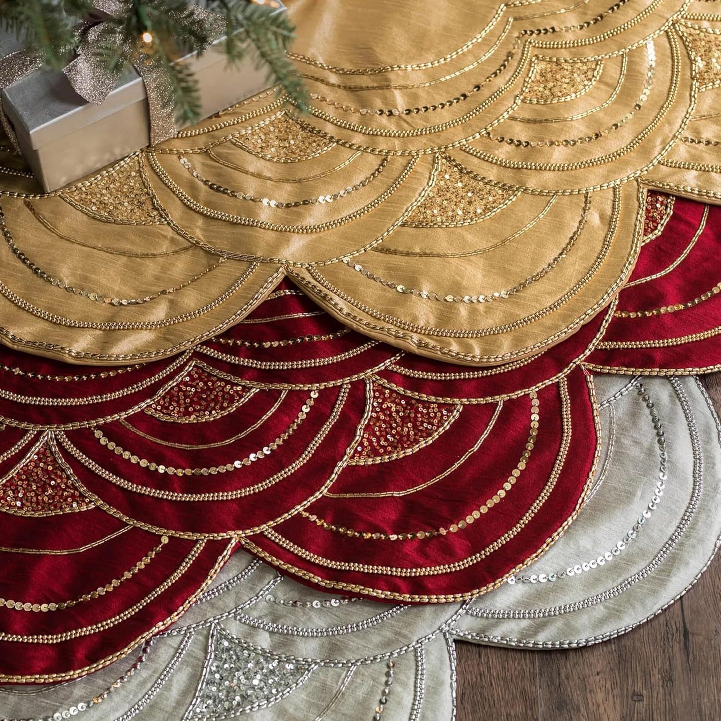 Balsam Hill Elizabeth Beaded Christmas Tree Skirt Holiday