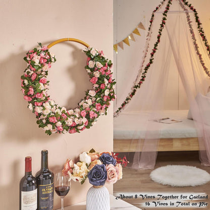 8 pcs 8.2 ft Artificial Rose Flower Garland