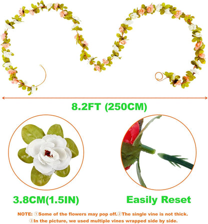 8 pcs 8.2 ft Artificial Rose Flower Garland