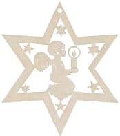 6 pcs Wooden Star Christmas Tree Ornaments German