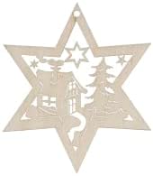 6 pcs Wooden Star Christmas Tree Ornaments German