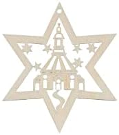 6 pcs Wooden Star Christmas Tree Ornaments German