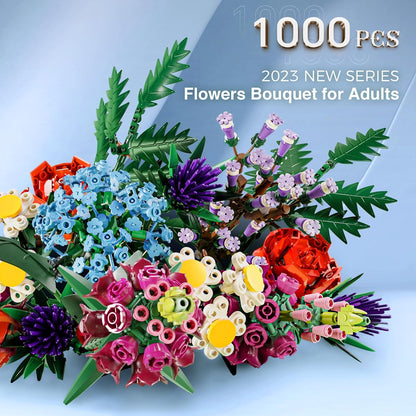1000 pcs Flower Bouquet Building Kit Artificial Botanical