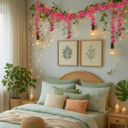 2 pcs Artificial Hanging Bougainvillea Vines Resistant UV