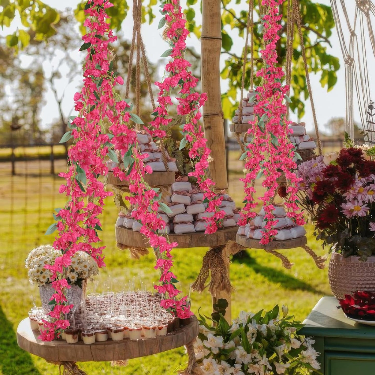 2 pcs Artificial Hanging Bougainvillea Vines Resistant UV