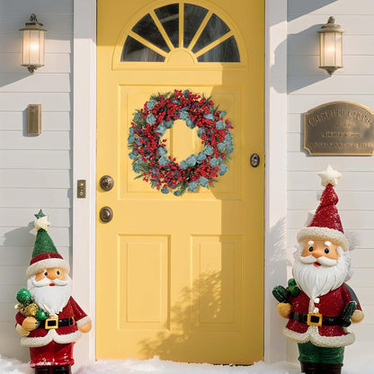 22 inch Christmas Wreath Red Berries Eucalyptus Leaves