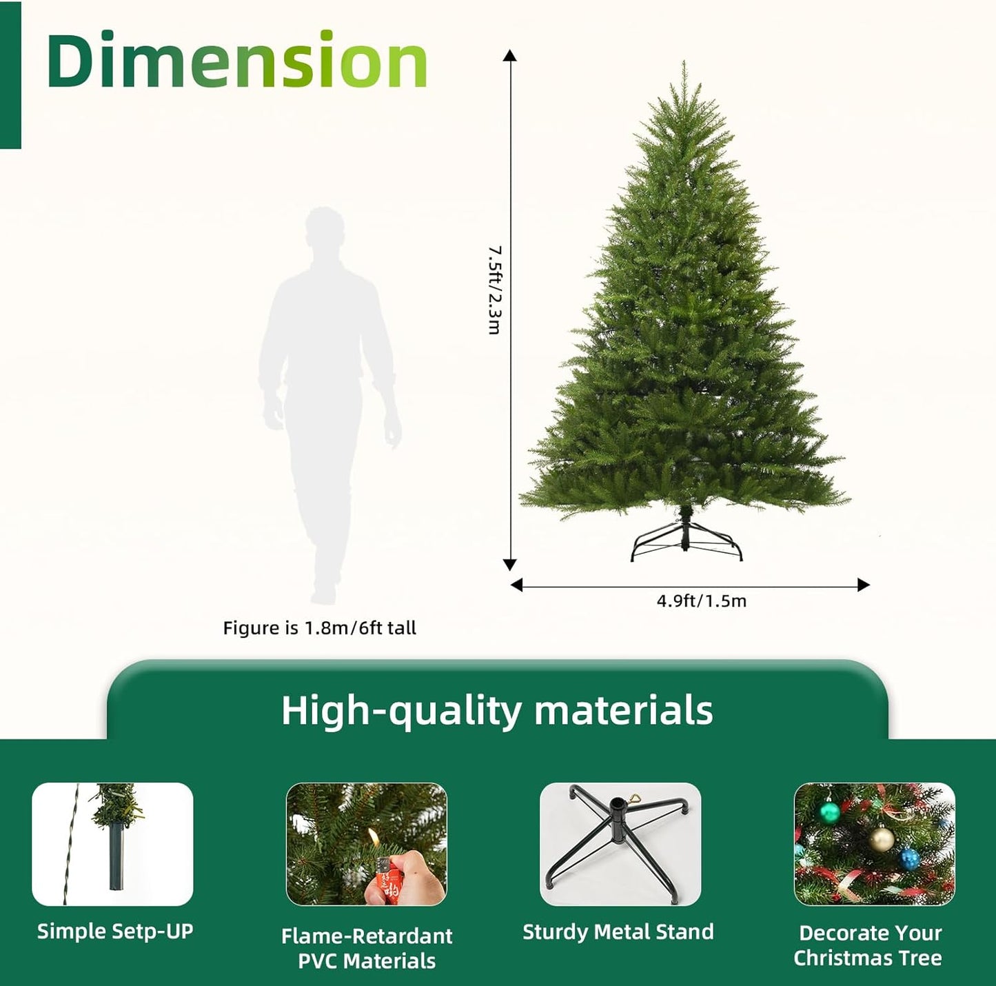 7.5 ft Unlit Artificial Christmas Tree Dunhill Fir