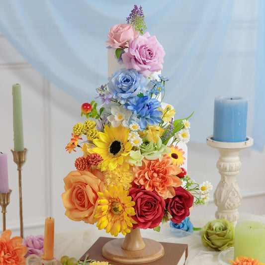 Artificial Multi Flower Mixed Bouquet Silk Floral Arrangement