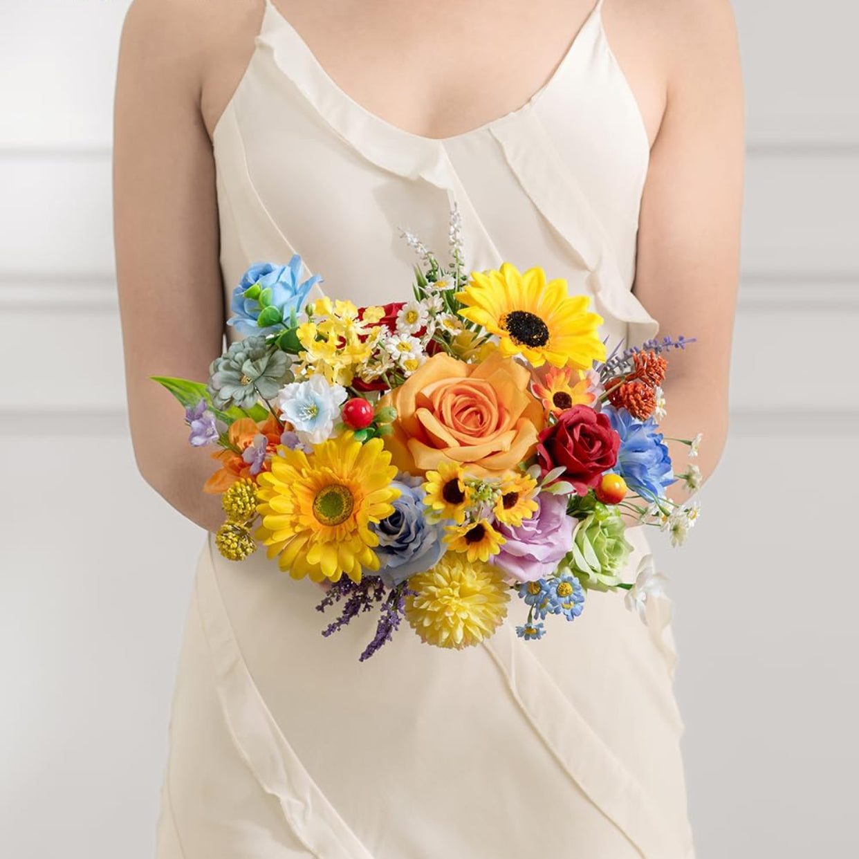 Artificial Multi Flower Mixed Bouquet Silk Floral Arrangement
