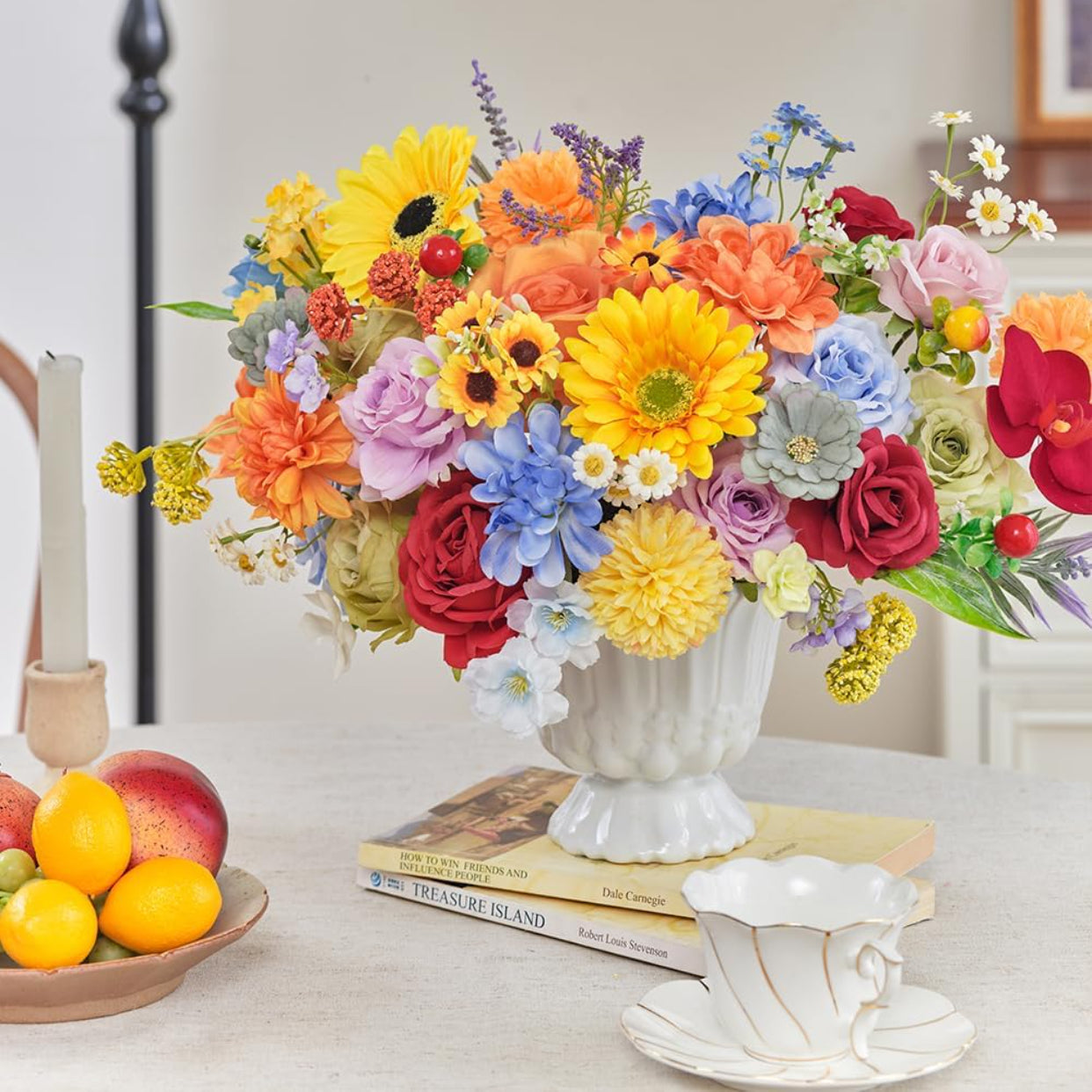 Artificial Multi Flower Mixed Bouquet Silk Floral Arrangement