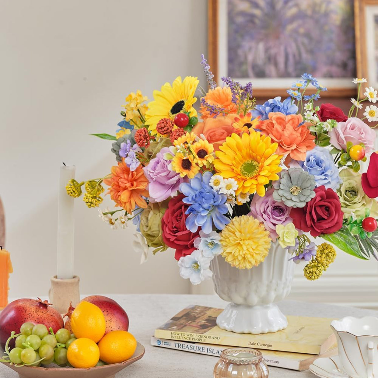 Artificial Multi Flower Mixed Bouquet Silk Floral Arrangement