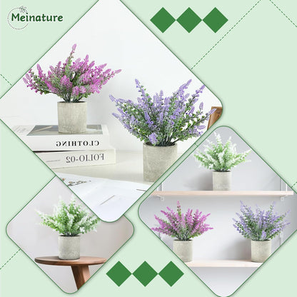 3 pack Artificial Lavender Plants Biodegradable Pots Home