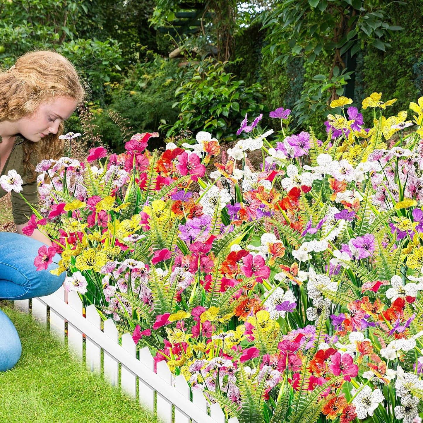 14 Pcs UV Resistant Silk Stems Outdoor Porch