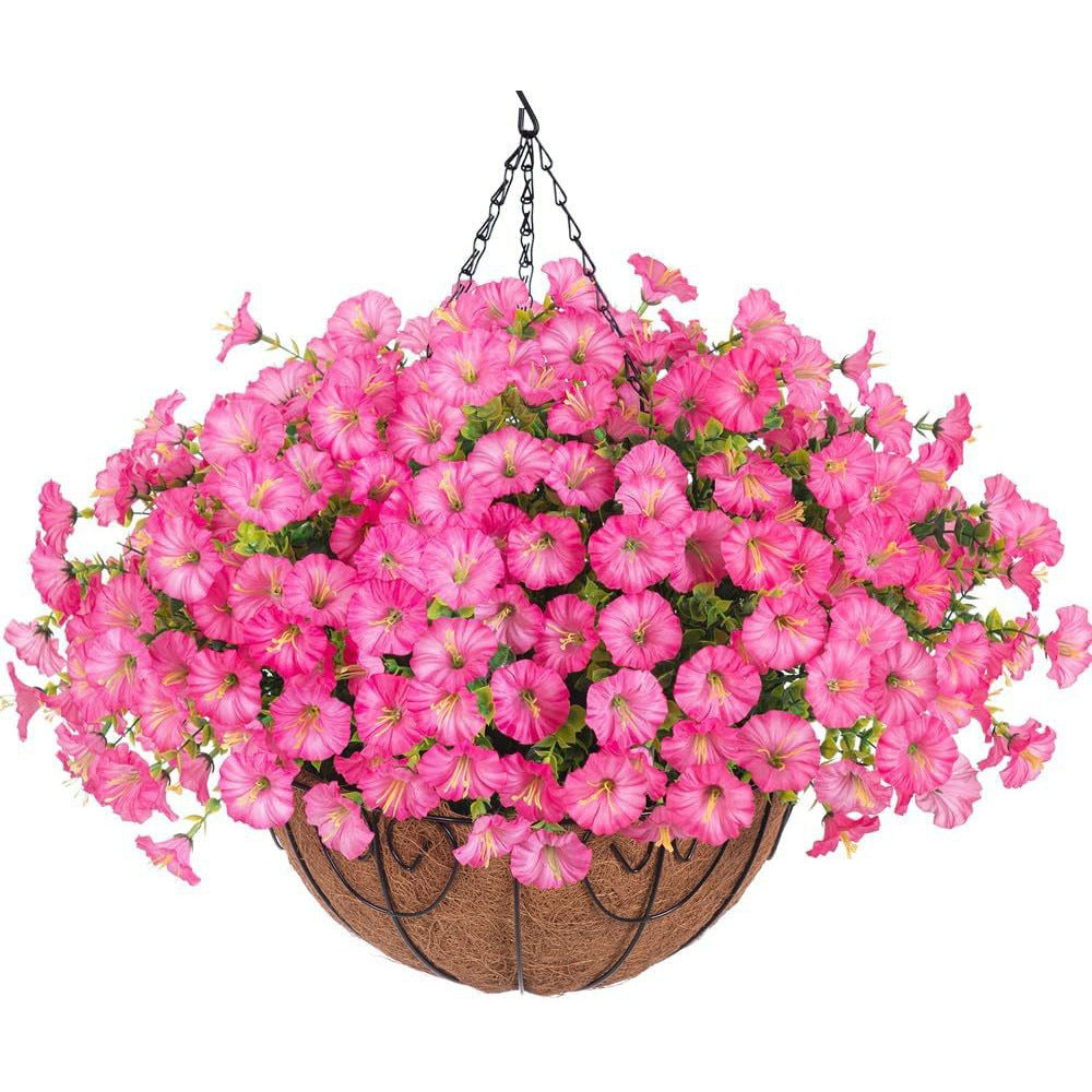 Silk Morning Glory Basket Artificial Flower Decor Outdoor