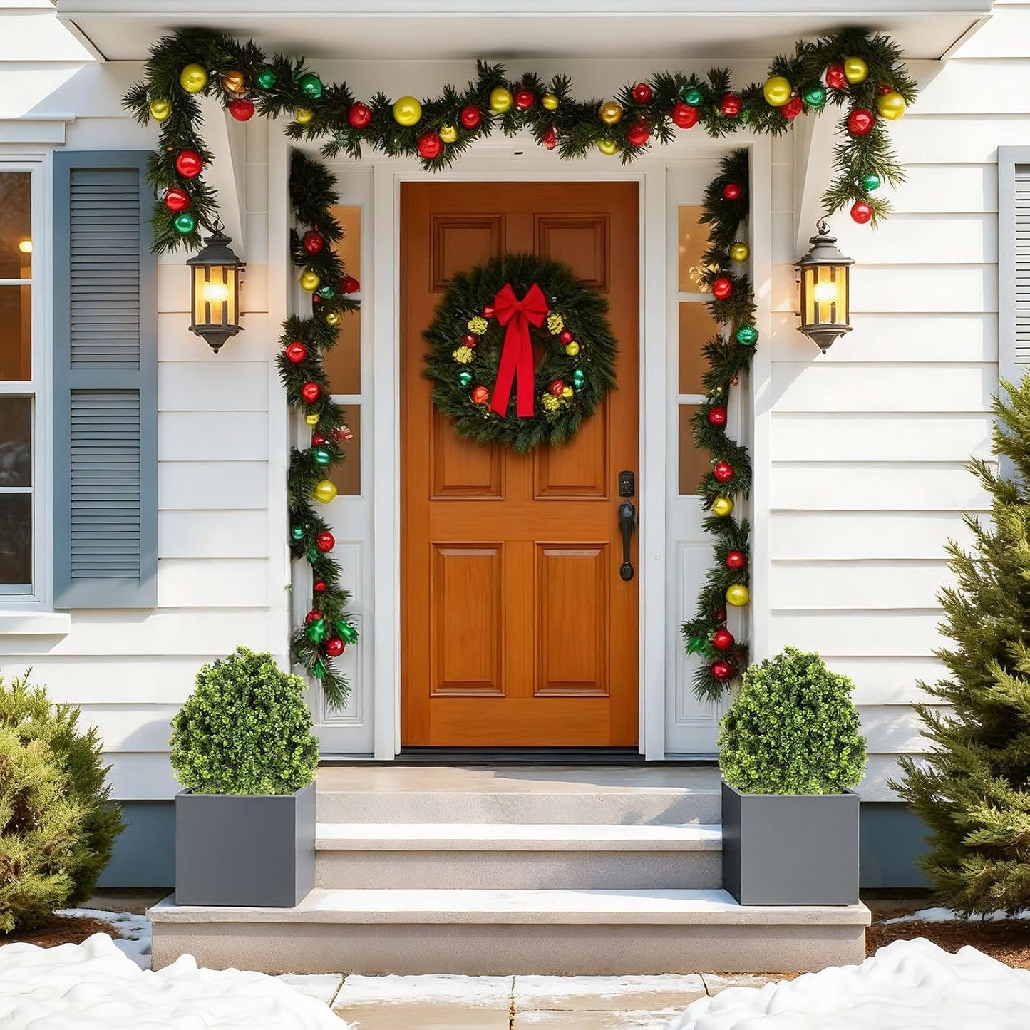 Artificial Boxwood Topiary Trees Set Topiaries Decor Indoor